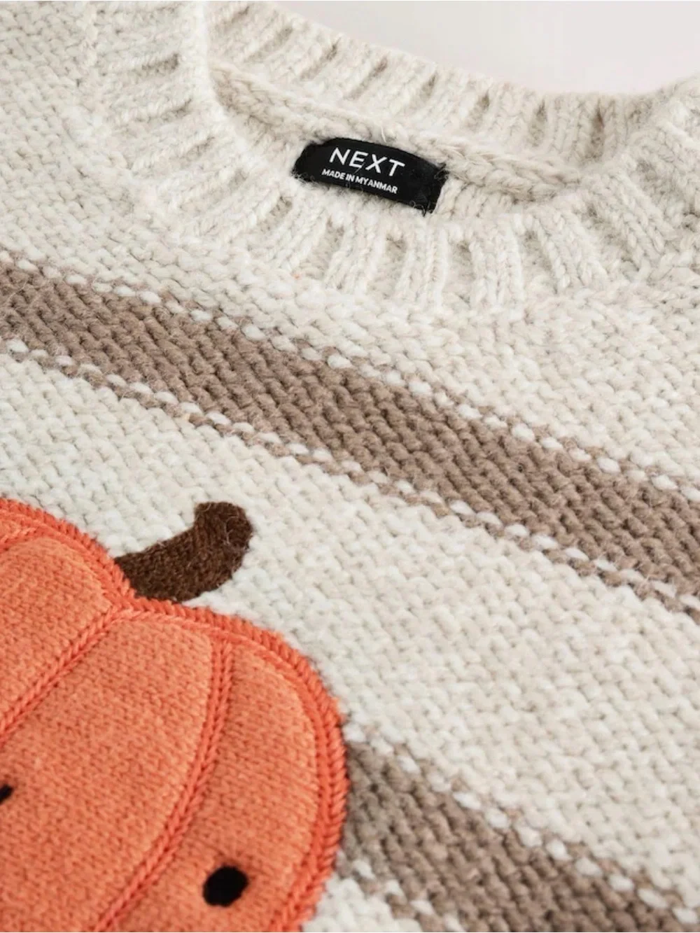 NWT NEXT Stripe Pumpkin Knit Sweater Neutral 2-3 YRS, 5-6 YRS, 6-7 YRS 🎃